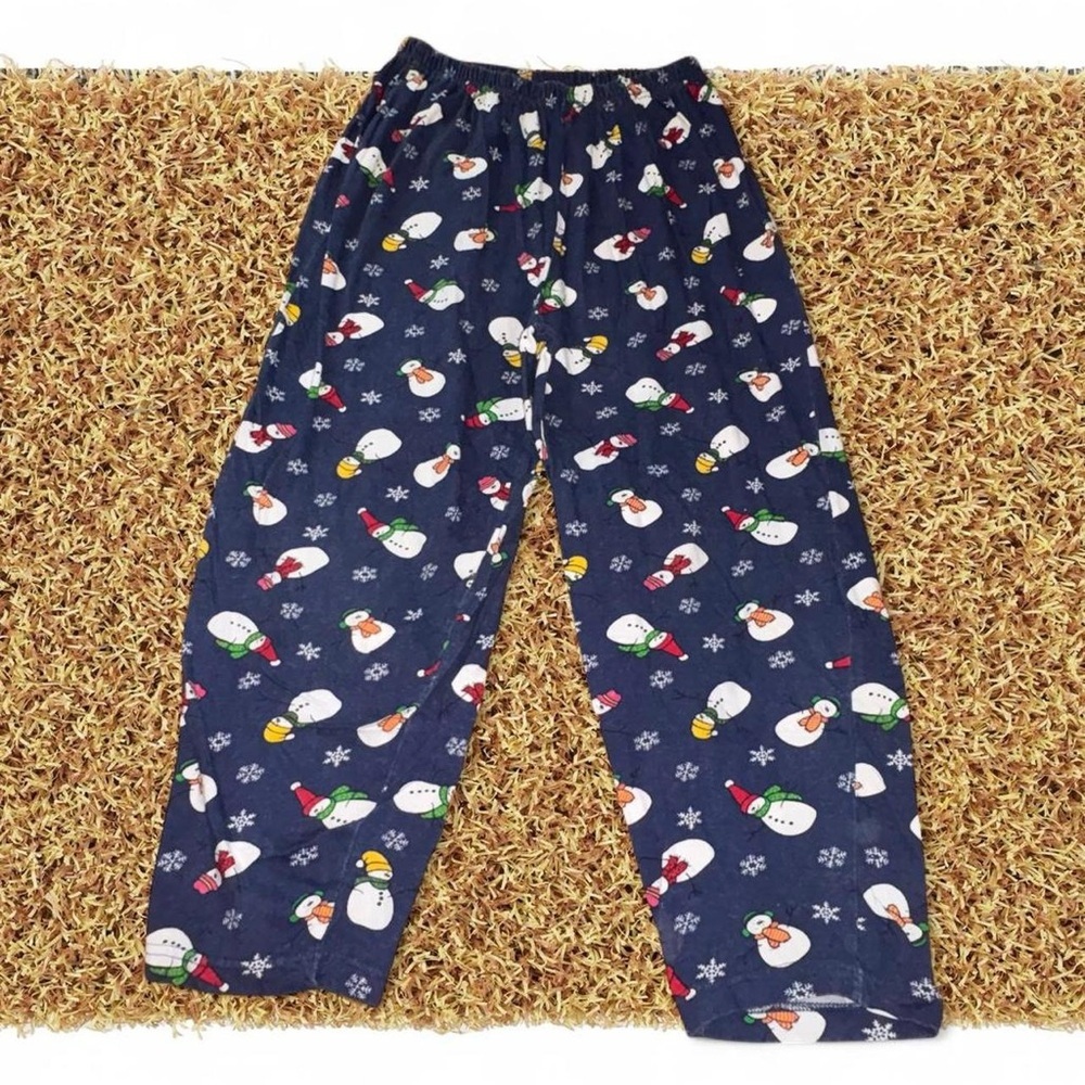 Kids Snowman Print Pajama Pants - Blue
